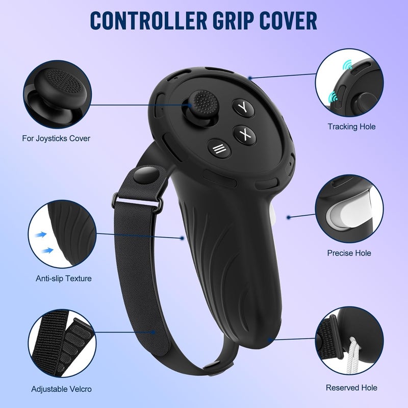 ms cleo Silicone Cover Set Compatible with Meta/Oculus Quest 3s Accessories, Silicone Face Cover, Controller Grip Cover, Camera Lens Protector, VR Shell Cover, Protective Lens Cover, Not Fit Quest 3 - Image 5